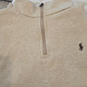 Ralph Lauren Light Beige Half-Zip Pullover with Polo Logo
